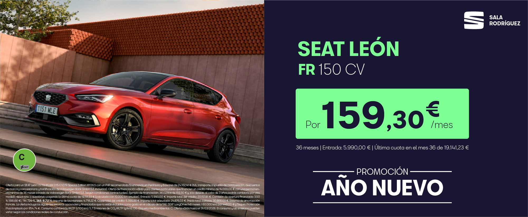 ¡Solo este mes! SEAT Leon Hibrido por 159,30€/mes*